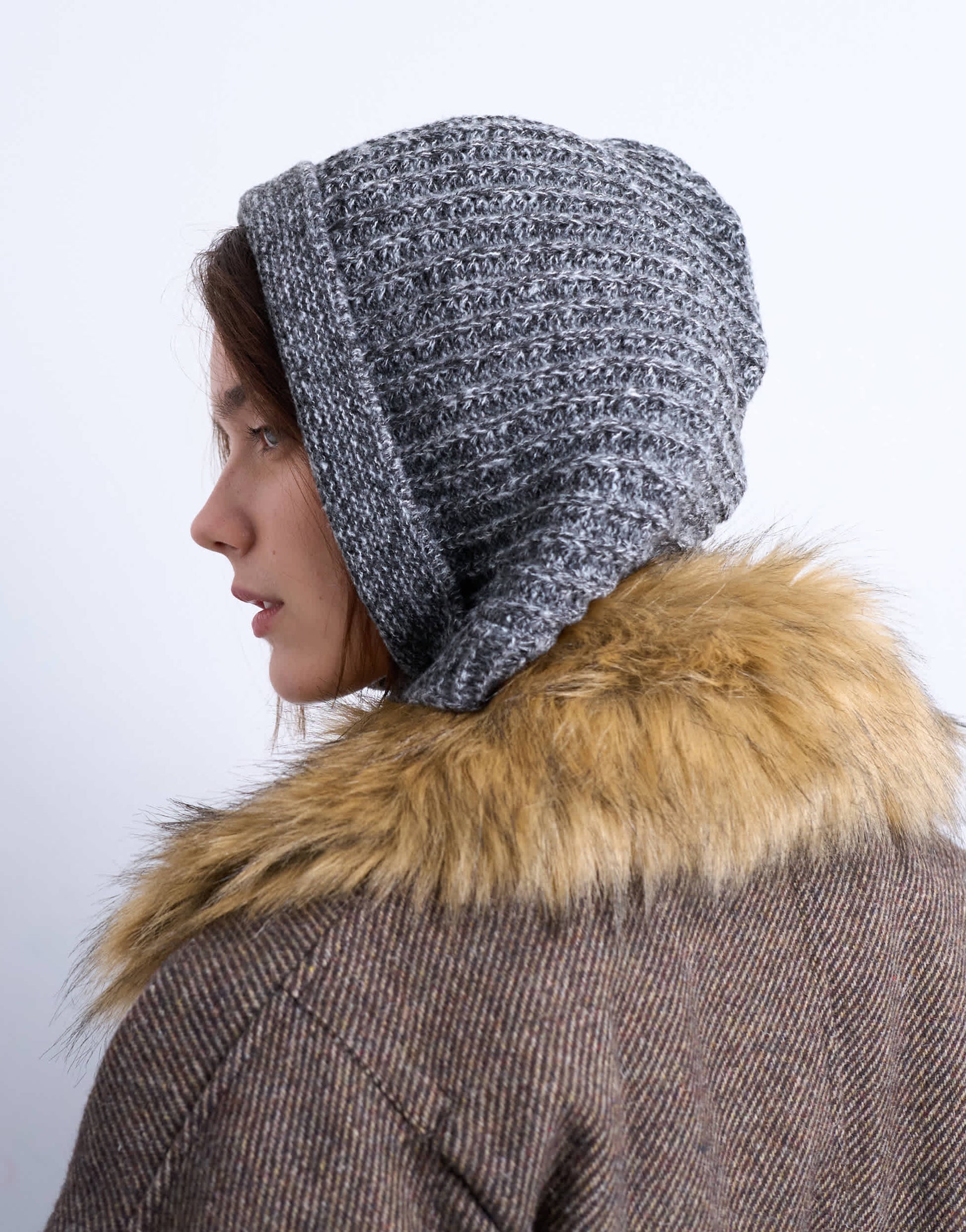 Topshop Bella tie hood in grey