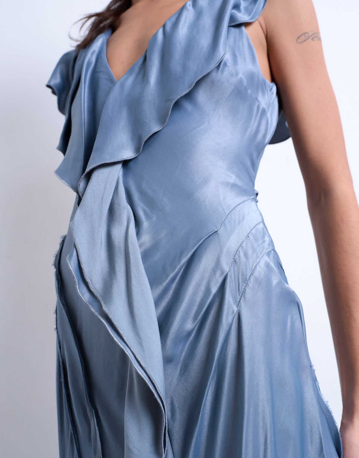 Topshop raw seemed frill maxi dress in airforce blue
