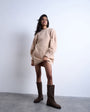 Topshop knitted wool crew neck mini dress in oat