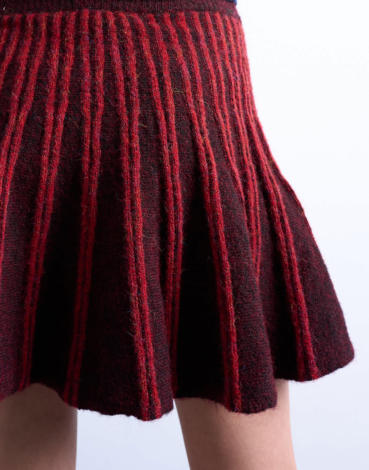 Topshop knitted ribbed co-ord mini skirt in burgundy