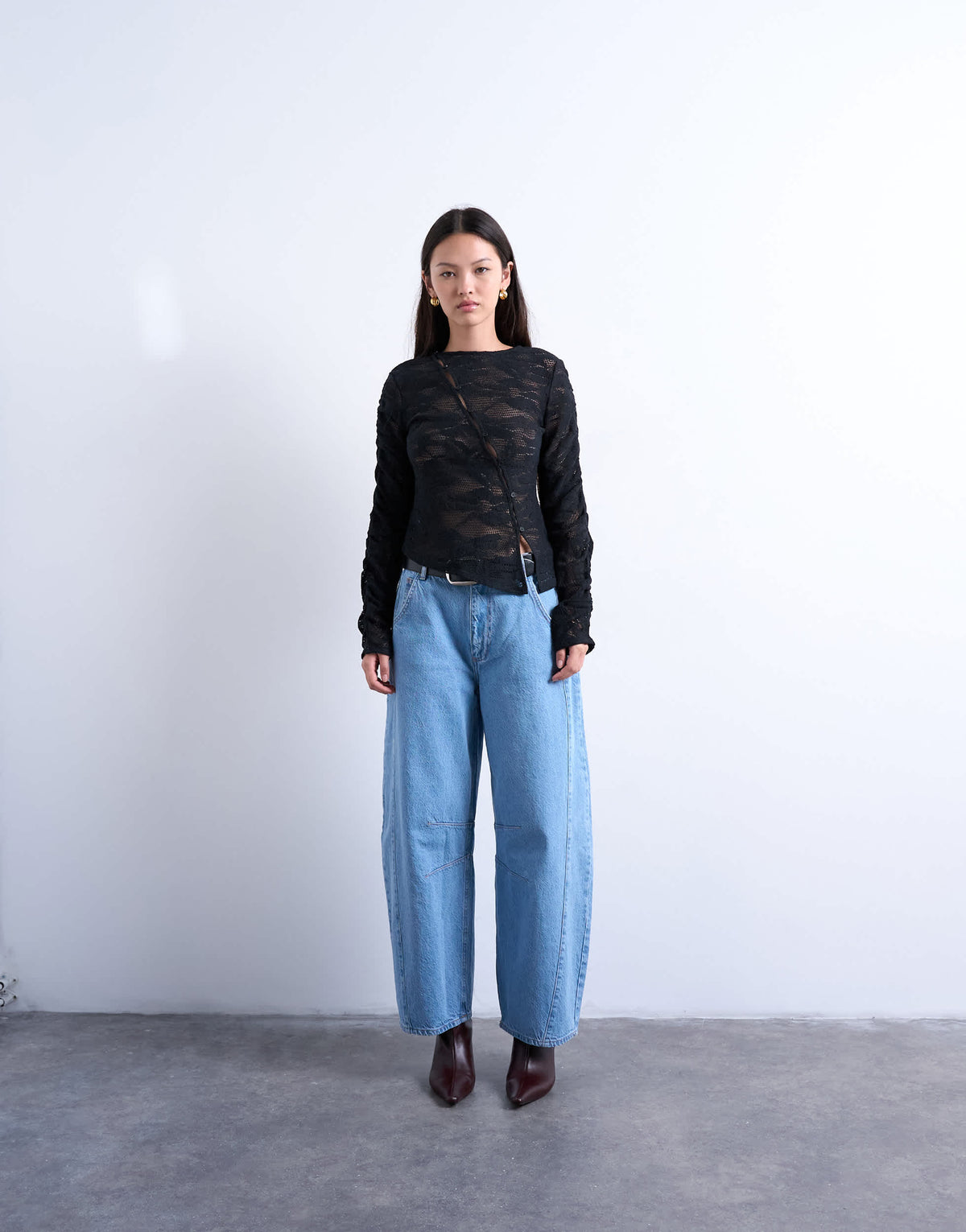 Topshop lace asymmetric top in black