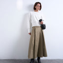 Topshop pleat front midi skirt in stone