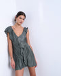 Topshop raw seemed frill mini dress in petrol