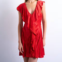 Topshop raw seemed frill mini dress in red