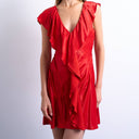 Topshop raw seemed frill mini dress in red