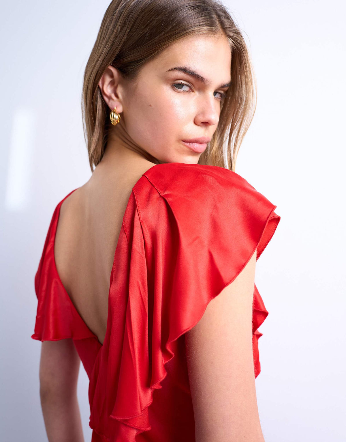 Topshop raw seemed frill mini dress in red