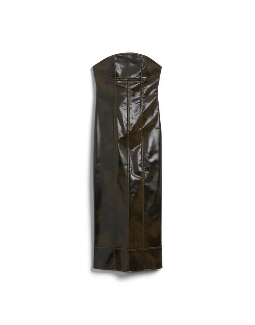 Topshop vinyl bandeau midi dress in green