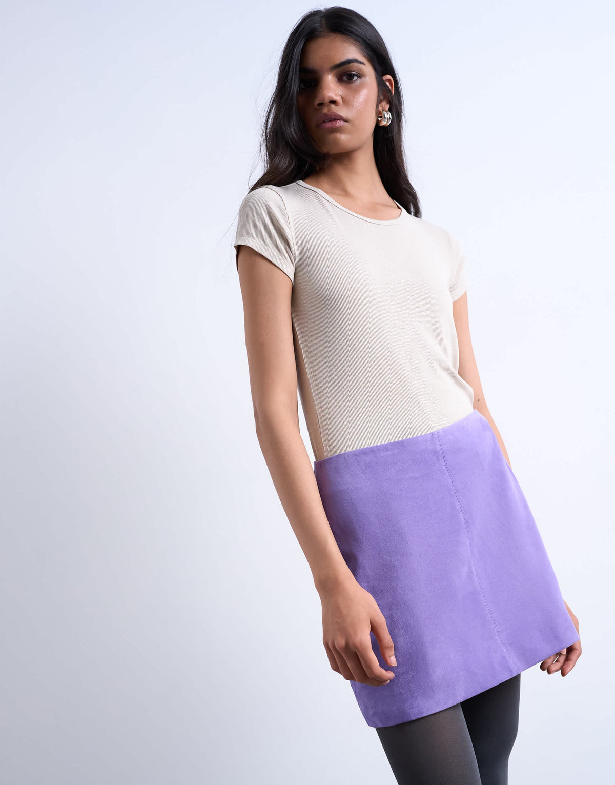Topshop real suede pelmet mini skirt in purple
