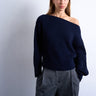 Topshop Strickpullover mit U-Boot-Ausschnitt in Marineblau