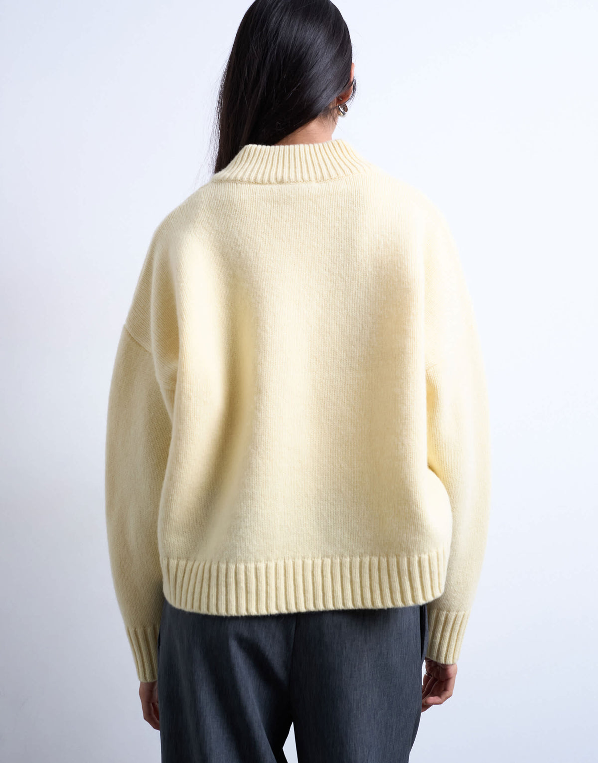 Topshop knitted clean premium lambswool v neck jumper in yellow