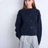Topshop Strickjacke aus hochwertiger 100% Lammwolle in Marineblau