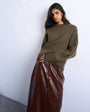 Topshop knitted chunky all needle clean crew jumper in khaki
