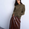 Topshop knitted chunky all needle clean crew jumper in khaki