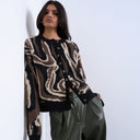 Gilet Topshop en maille à motif animalier marron