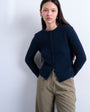 Topshop knitted covered button cardigan in navy