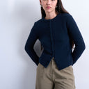 Topshop Strickjacke mit verdeckten Knöpfen in Marineblau