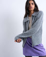 Topshop knitted collar zip ring cardi in grey