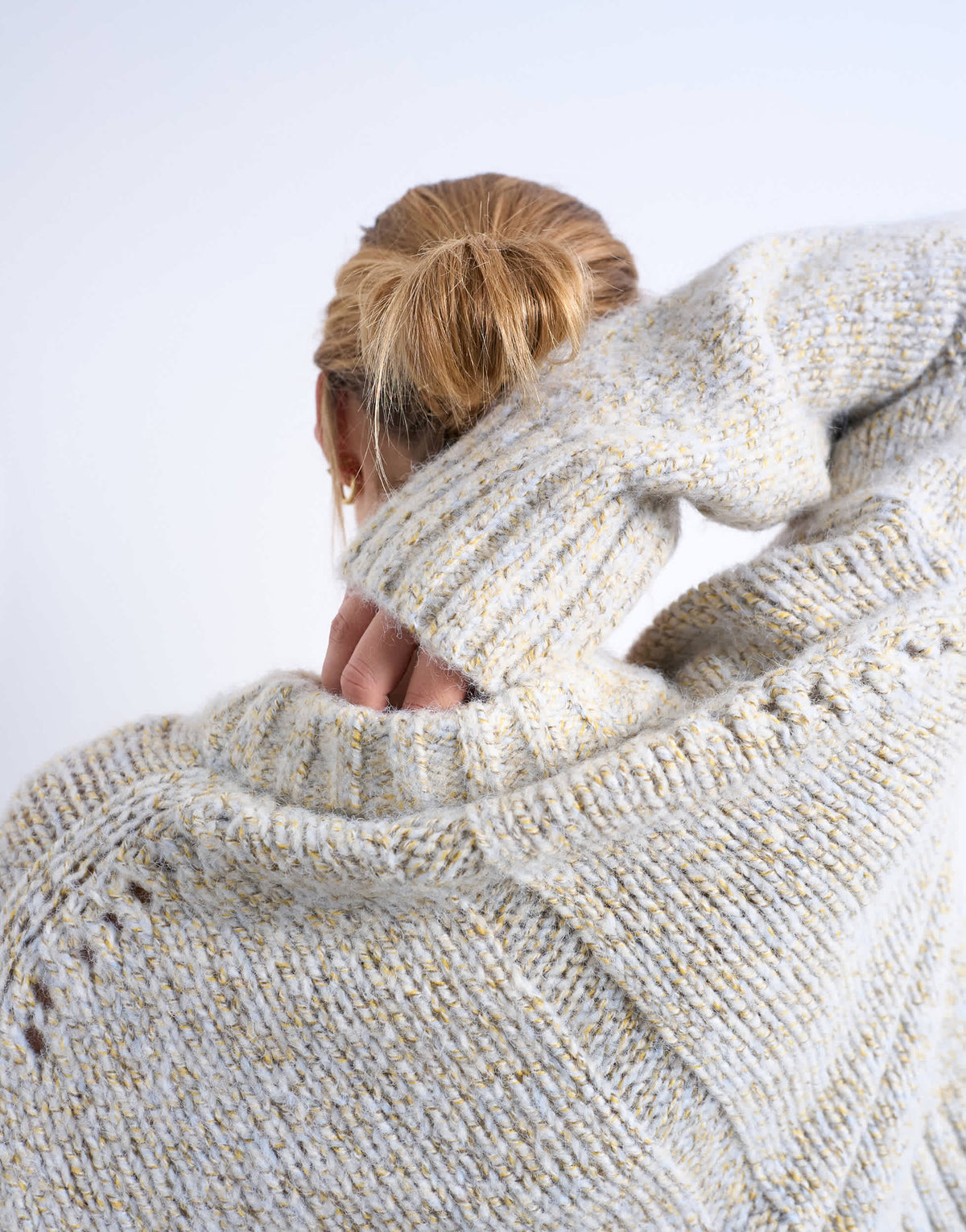 Topshop knitted twisted fluffy boxy jumper in blue and yellow multi