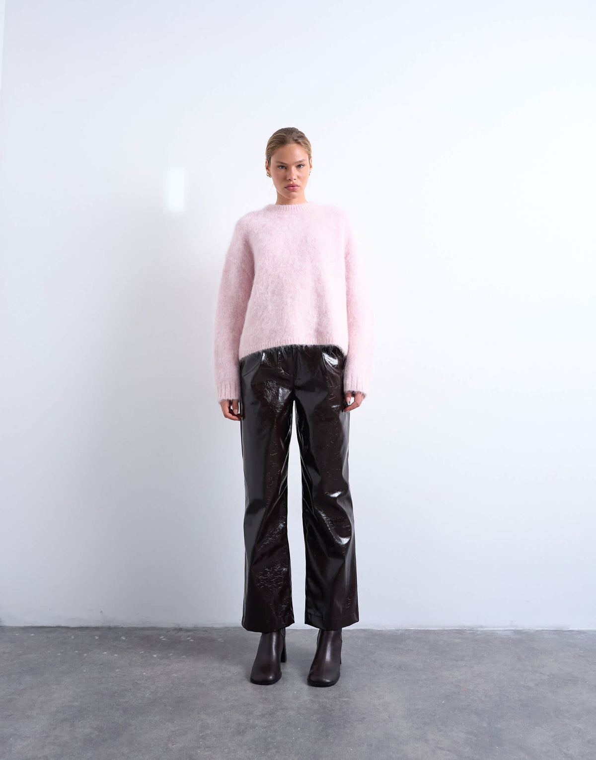 Topshop knitted premium alpaca jumper in pink