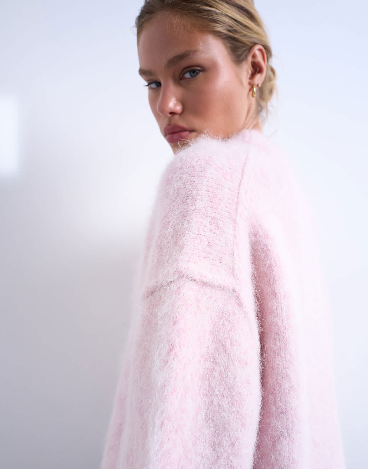 Topshop knitted premium alpaca jumper in pink