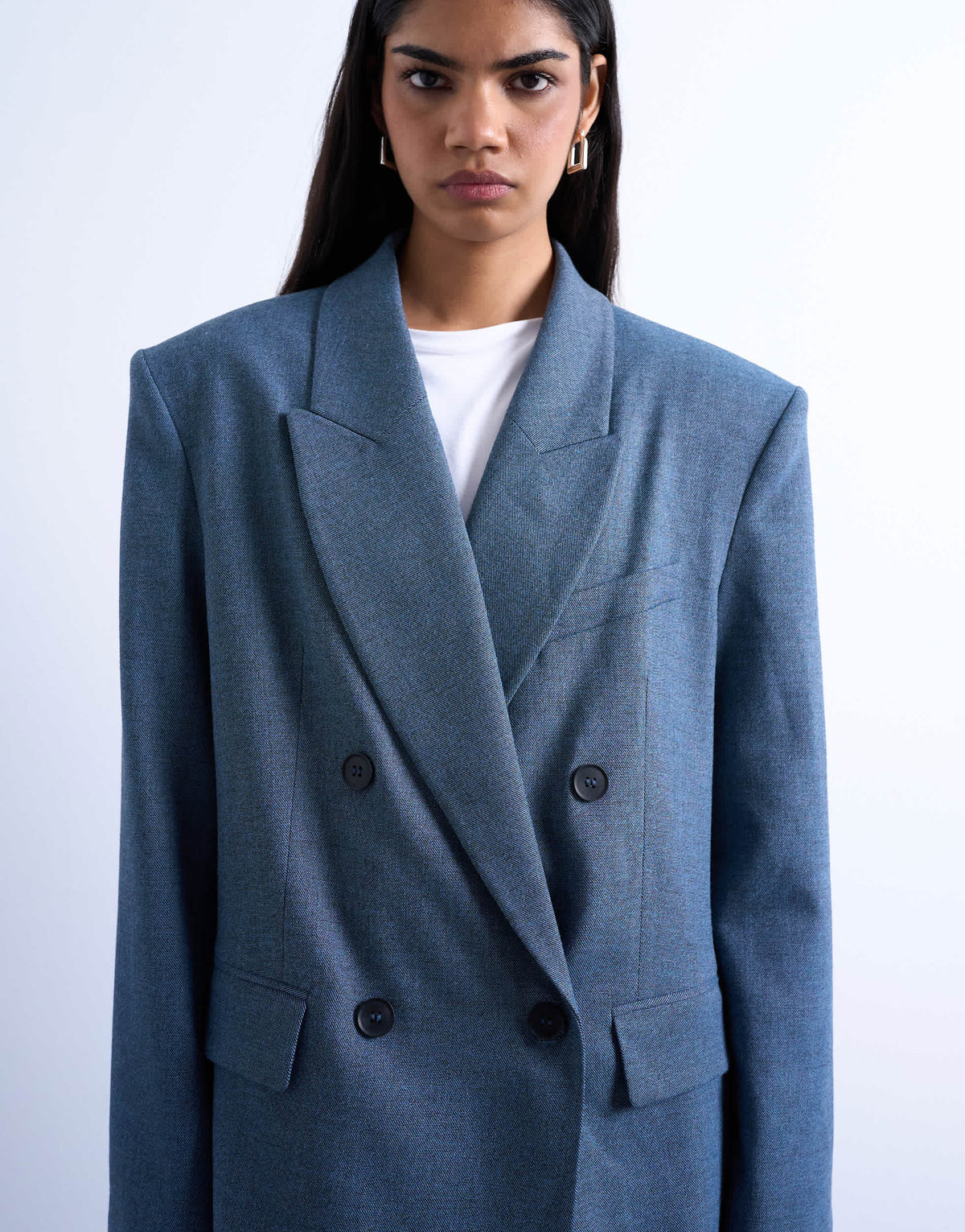 Topshop 80s double breasted oversized suit blazer in navy