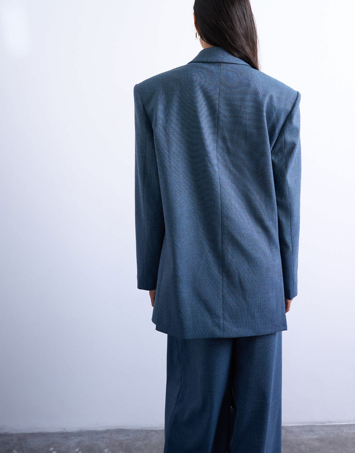 Topshop 80s double breasted oversized suit blazer in navy