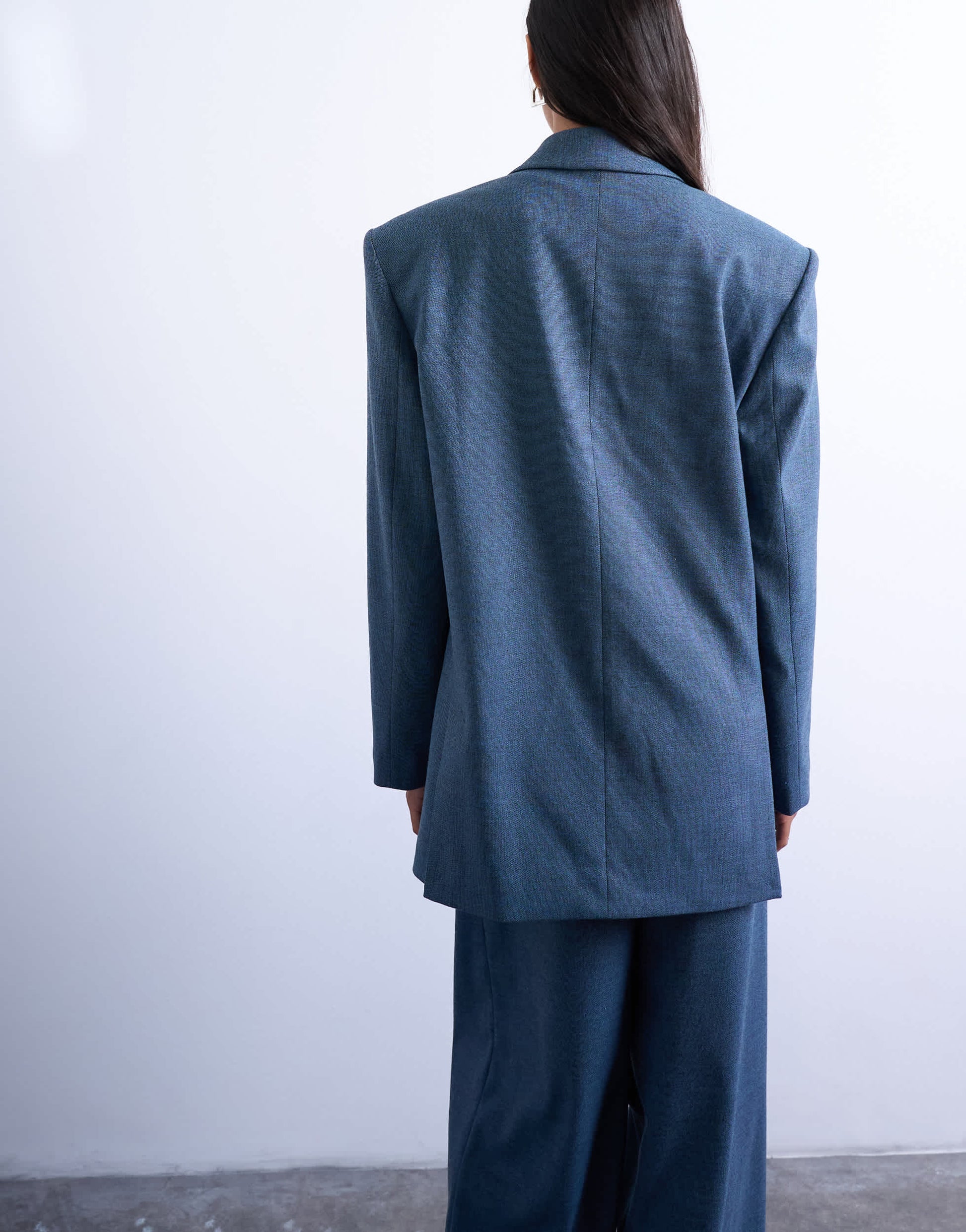 Topshop 80s double breasted oversized suit blazer in navy