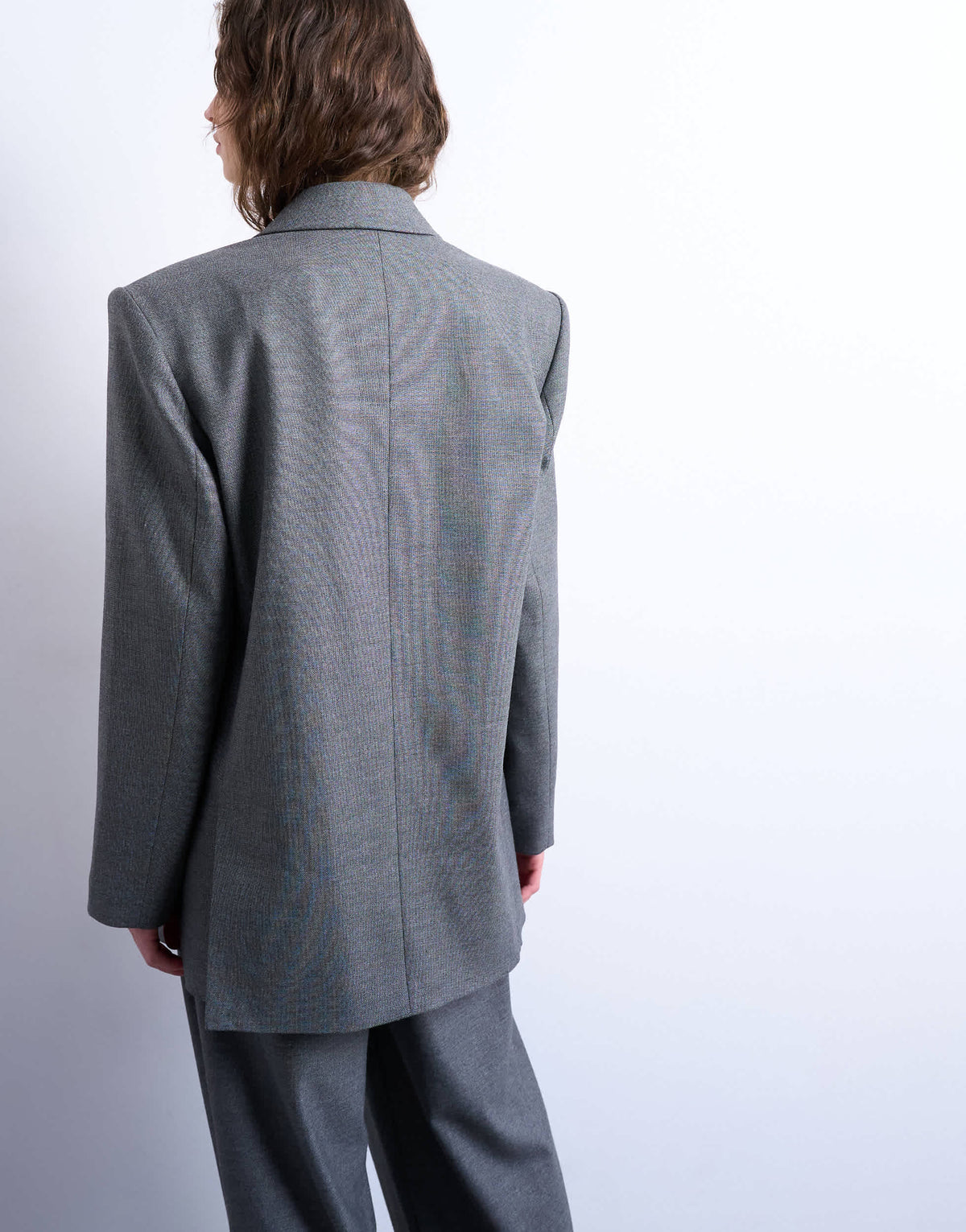 Topshop 80s double breasted oversized blazer in grey