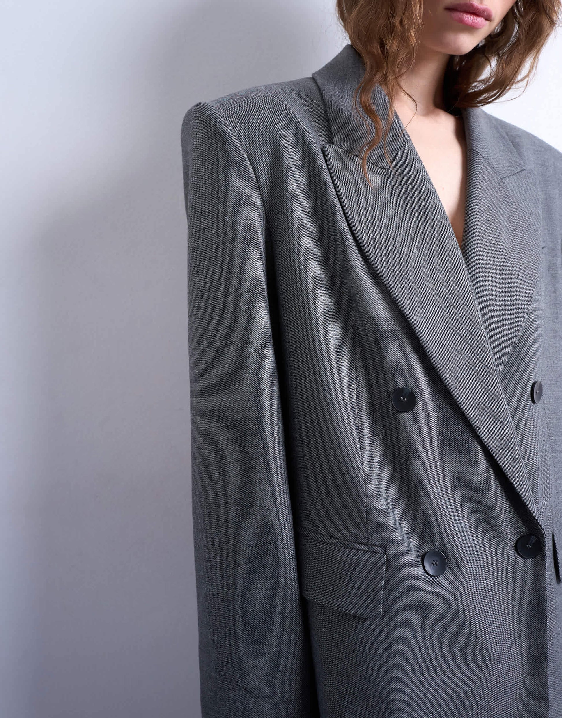 Topshop 80s double breasted oversized blazer in grey