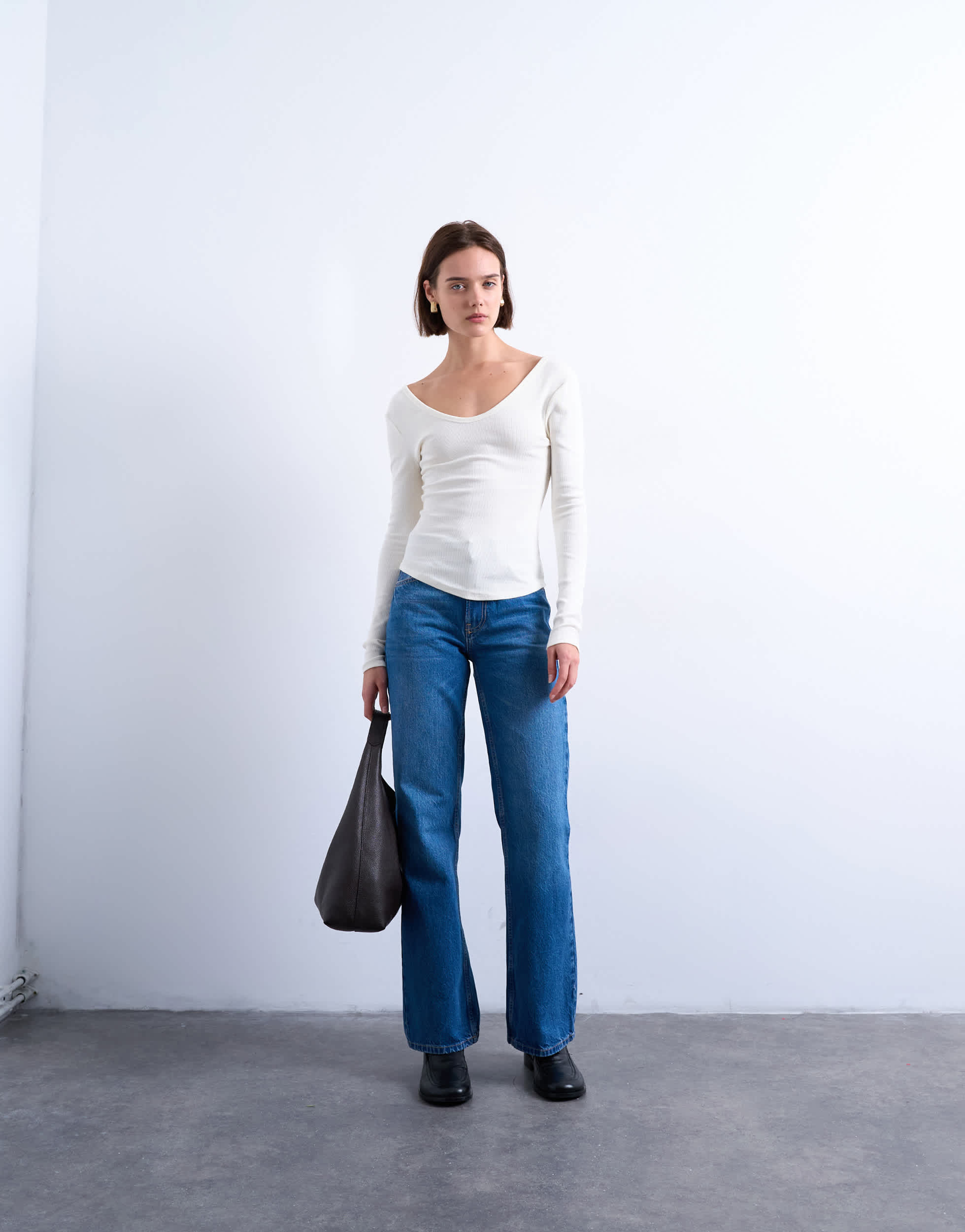Topshop Bootcut-Jeans mit mittelhohem Bund in Vintage-Blau