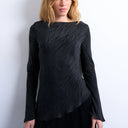 Topshop Langarmshirt mit Zebra-Jaquardmuster und U-Boot-Ausschnitt in Schwarz