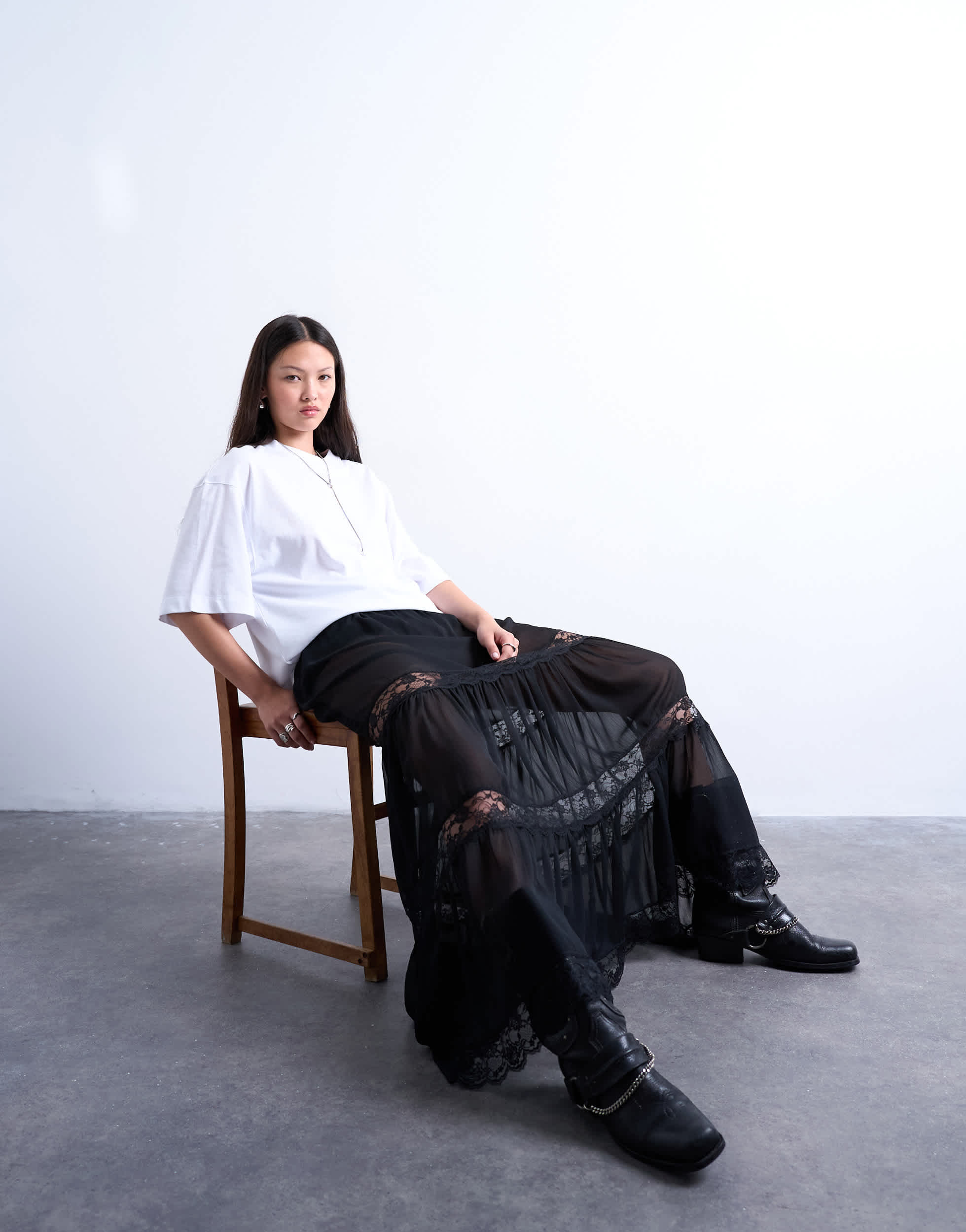 Robe longue transparente Topshop avec empiècements en dentelle noire