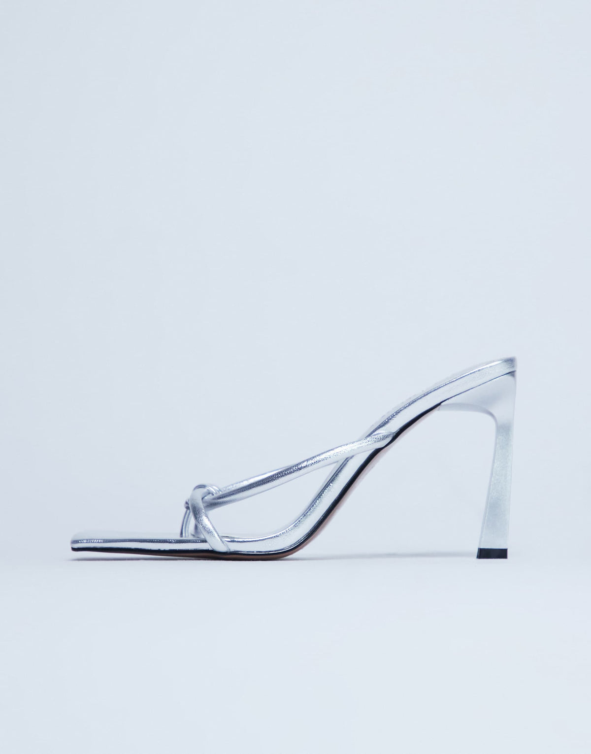 Topshop Flora strappy toe loop high heel in silver