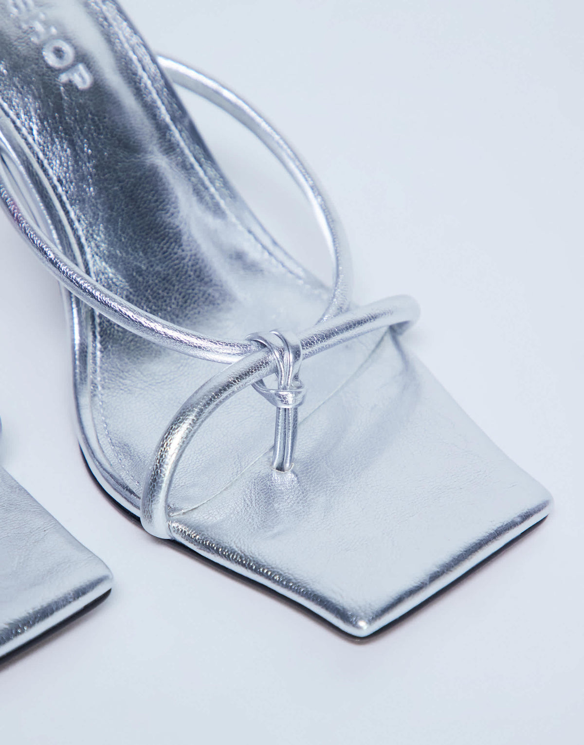 Topshop Flora strappy toe loop high heel in silver