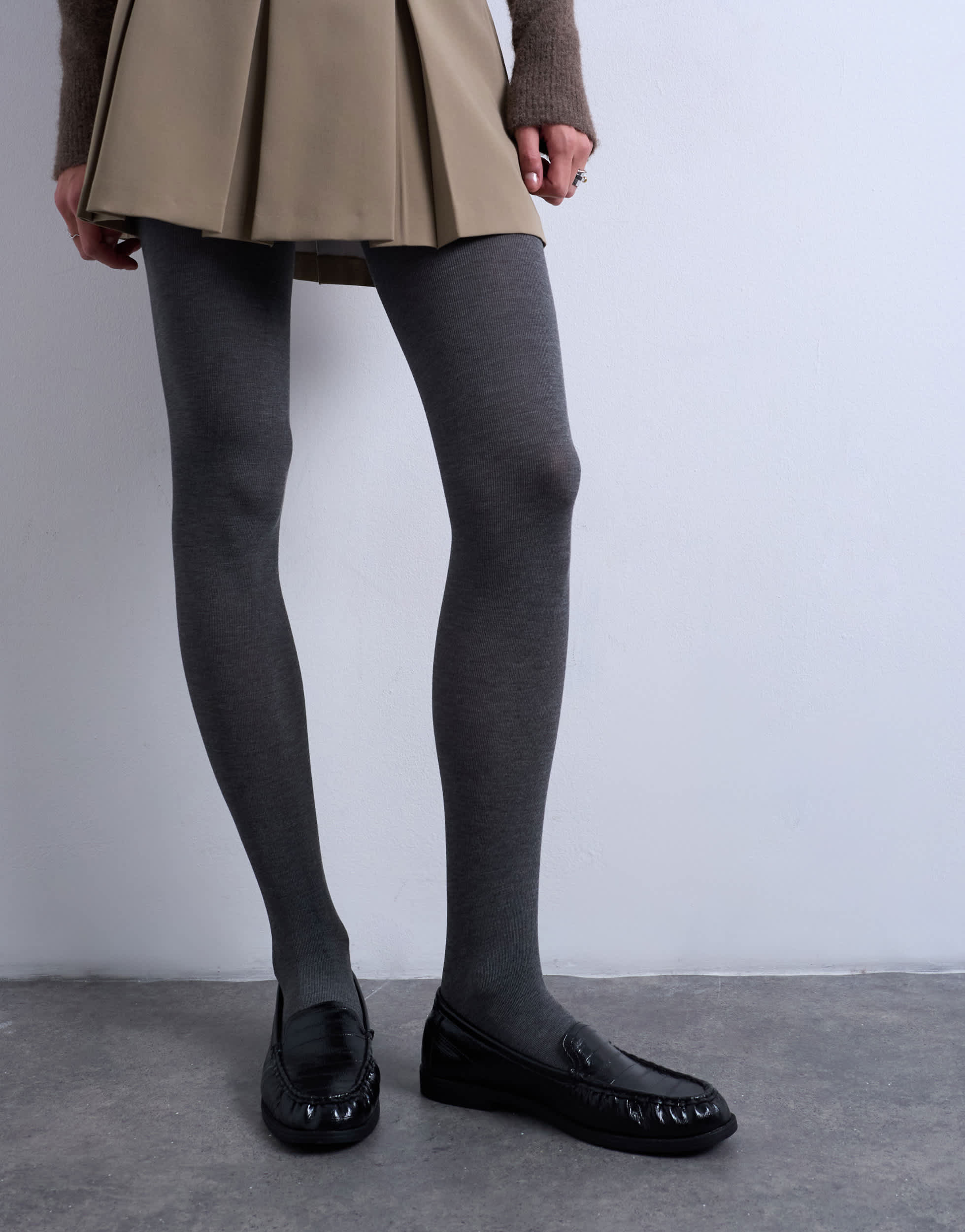 Collants en coton gris Topshop