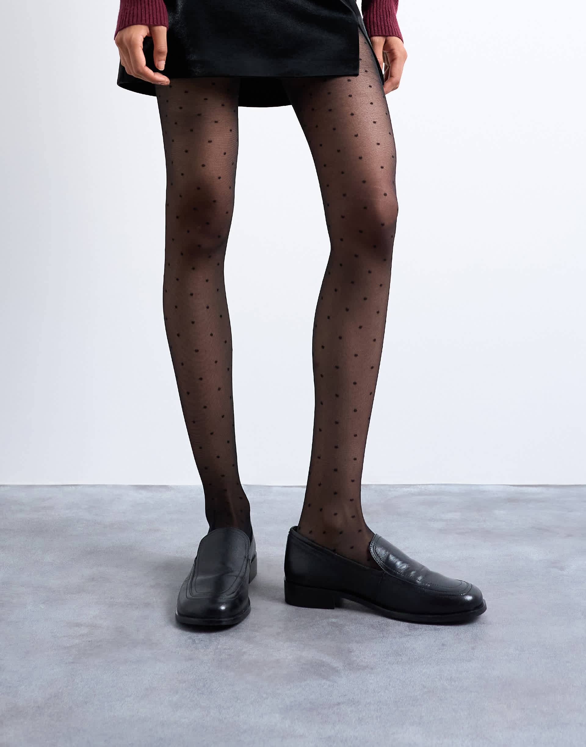 Topshop polka dot tights in black