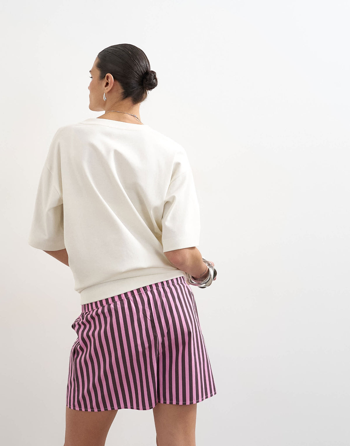 Topshop pink and purple stripe boxer short in pink