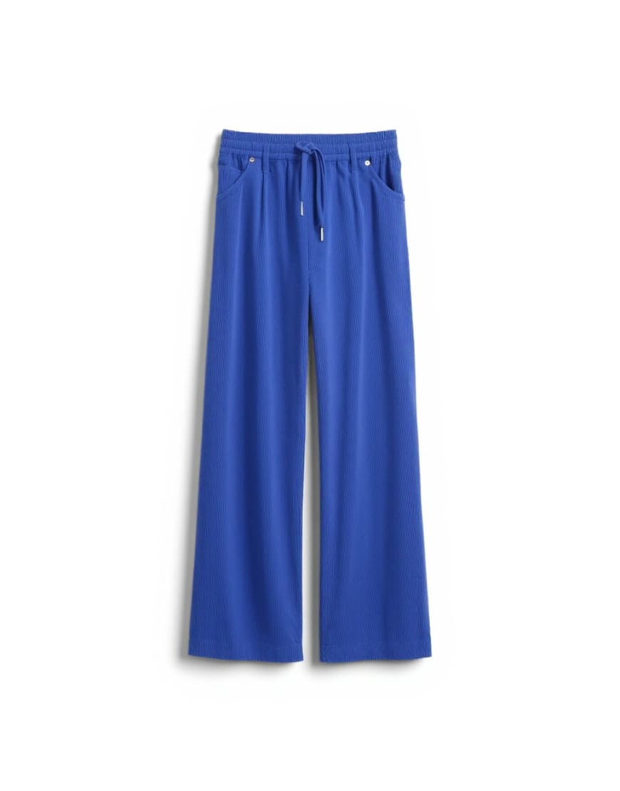 Topshop cord wide leg trouser with drawcord in cobalt