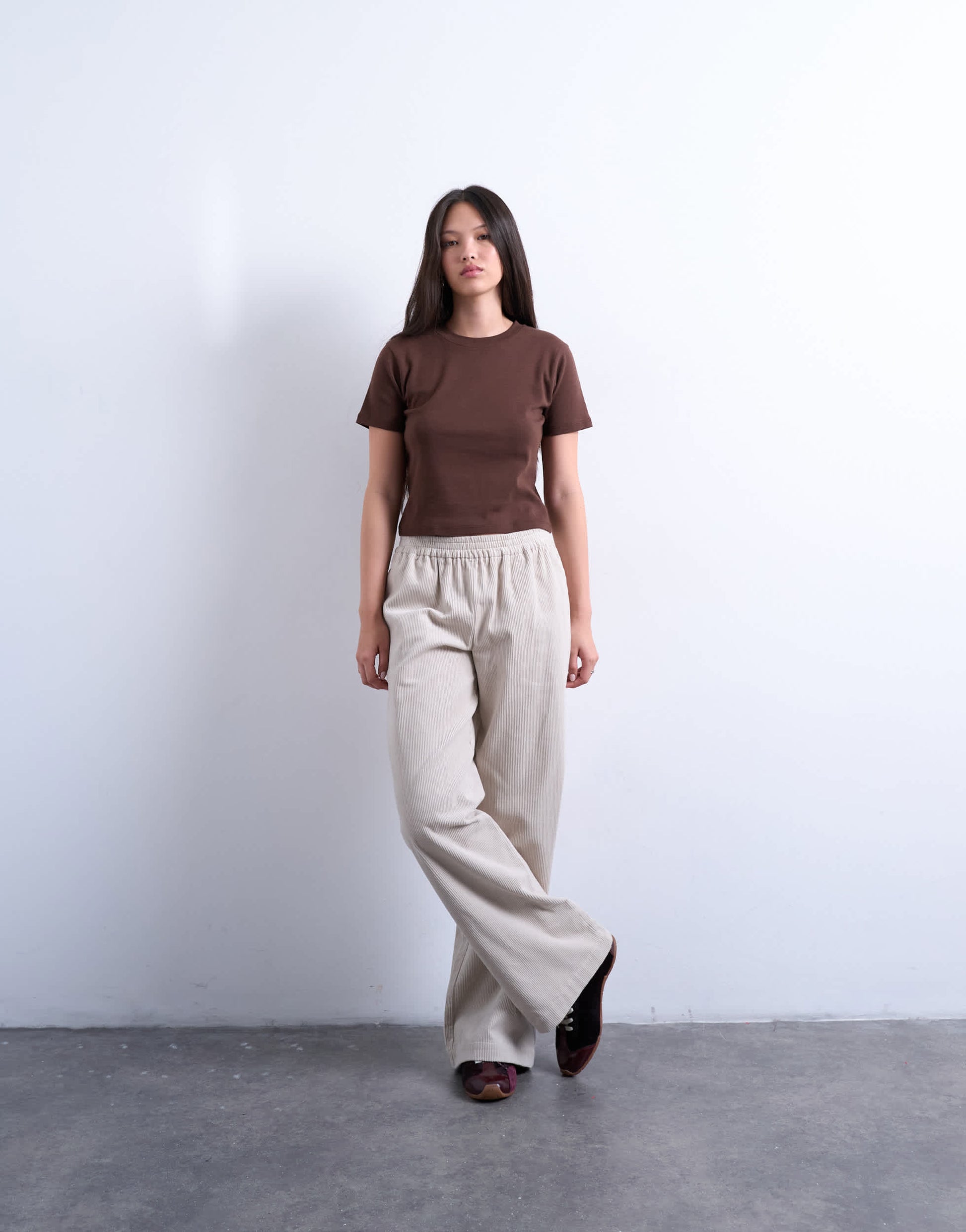 Topshop cord pull on jogger in stone