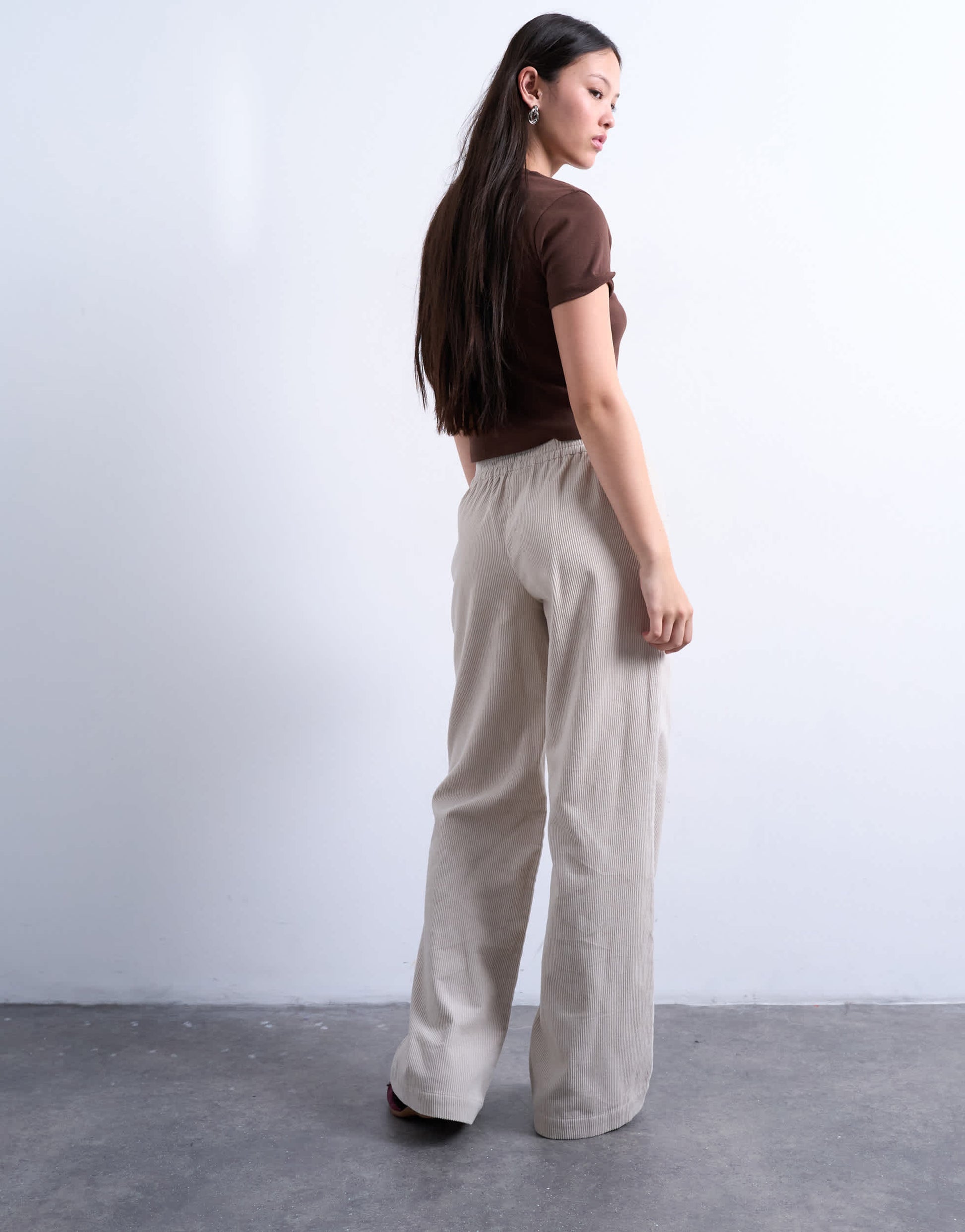 Topshop cord pull on jogger in stone