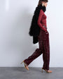 Topshop sequin tailored trouser in burgundy
