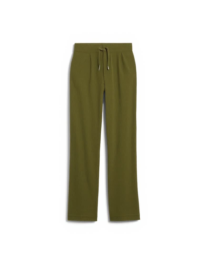 Topshop cord wide leg trouser with drawcord in green