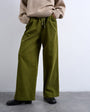 Topshop cord wide leg trouser with drawcord in green