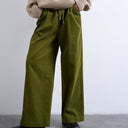 Topshop cord wide leg trouser with drawcord in green