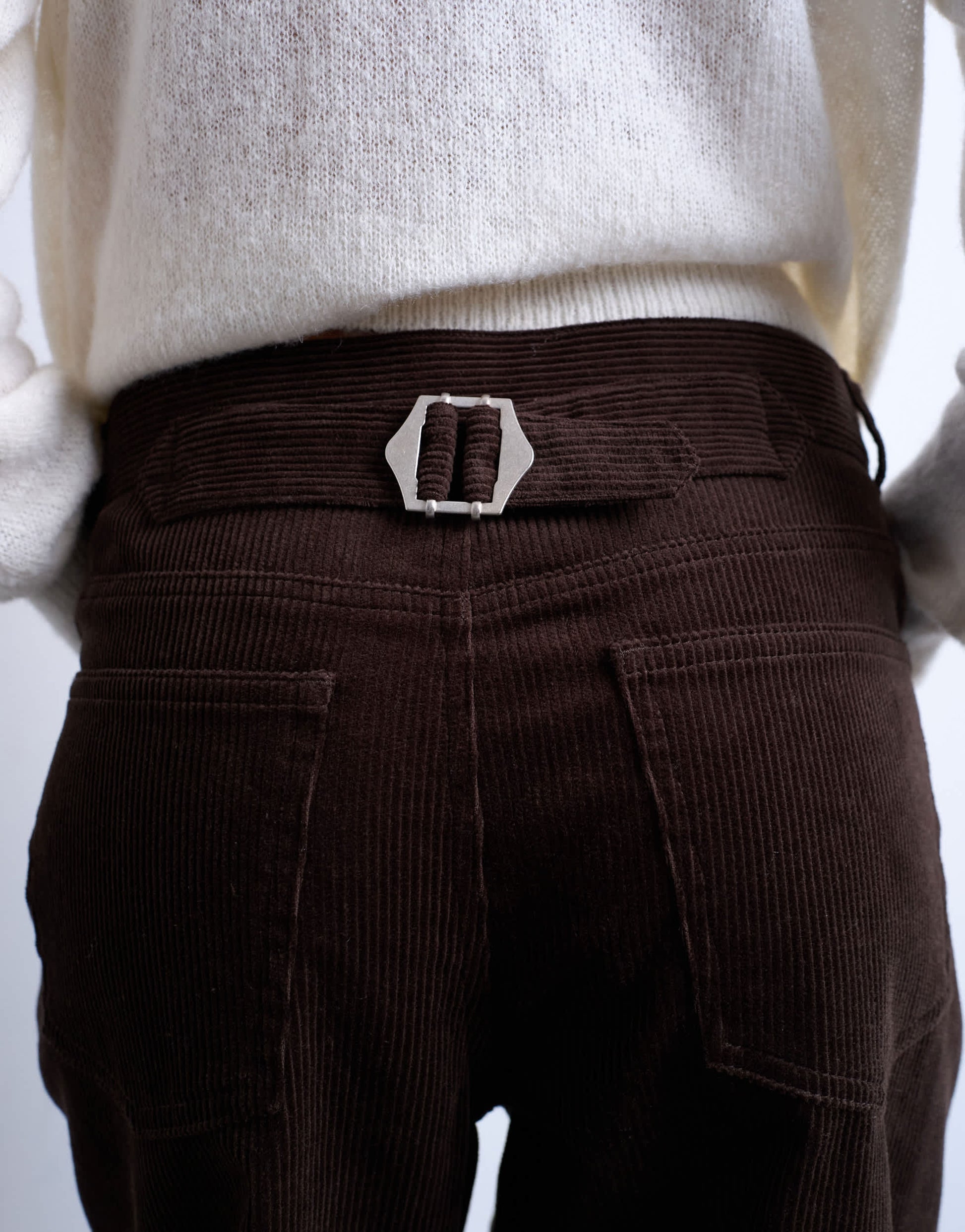 Topshop cord slouchy low slung trouser in chocolate