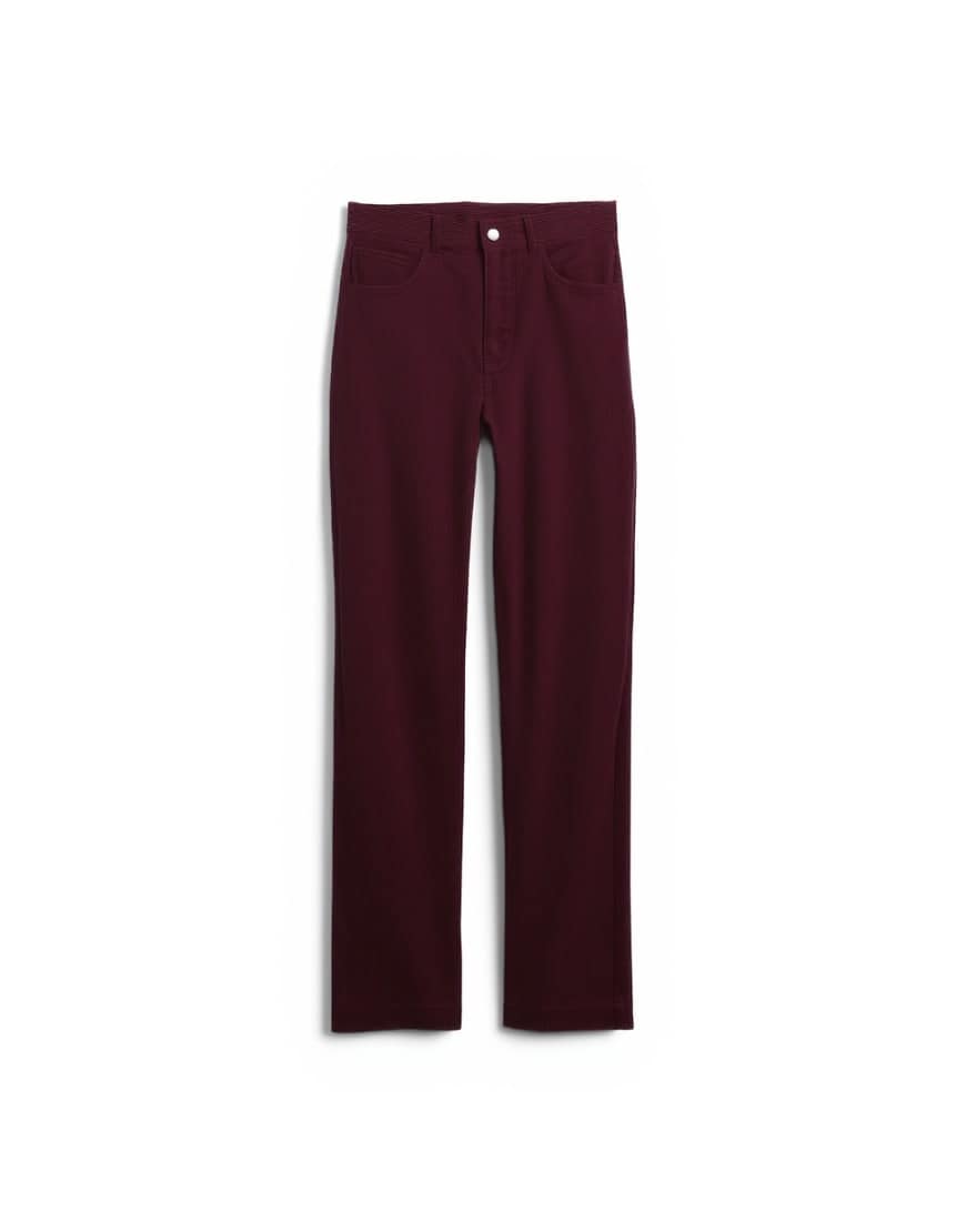 Topshop cord slouchy low slung trouser in burgundy
