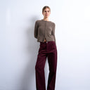 Topshop cord slouchy low slung trouser in burgundy