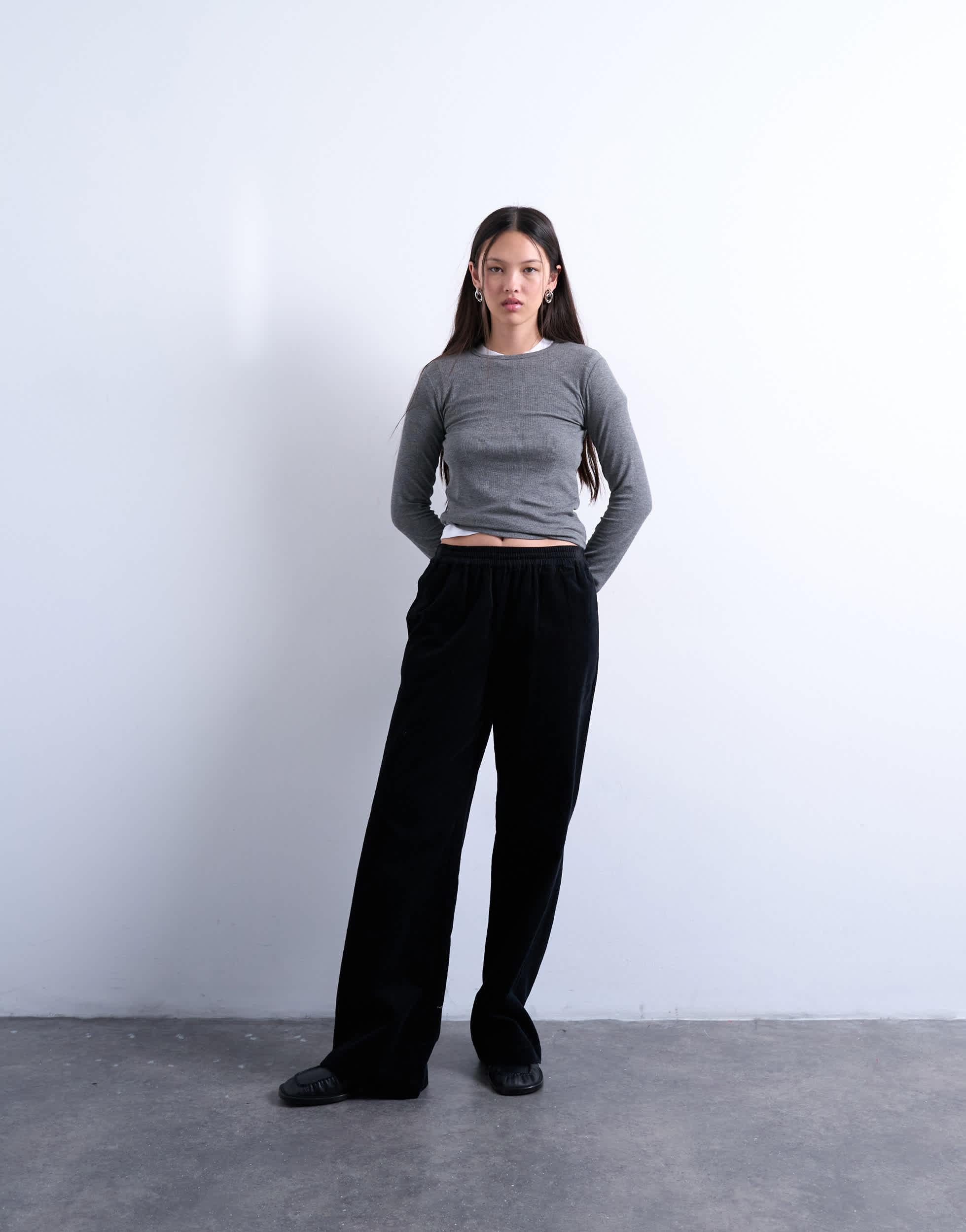 Topshop cord pull on jogger in black