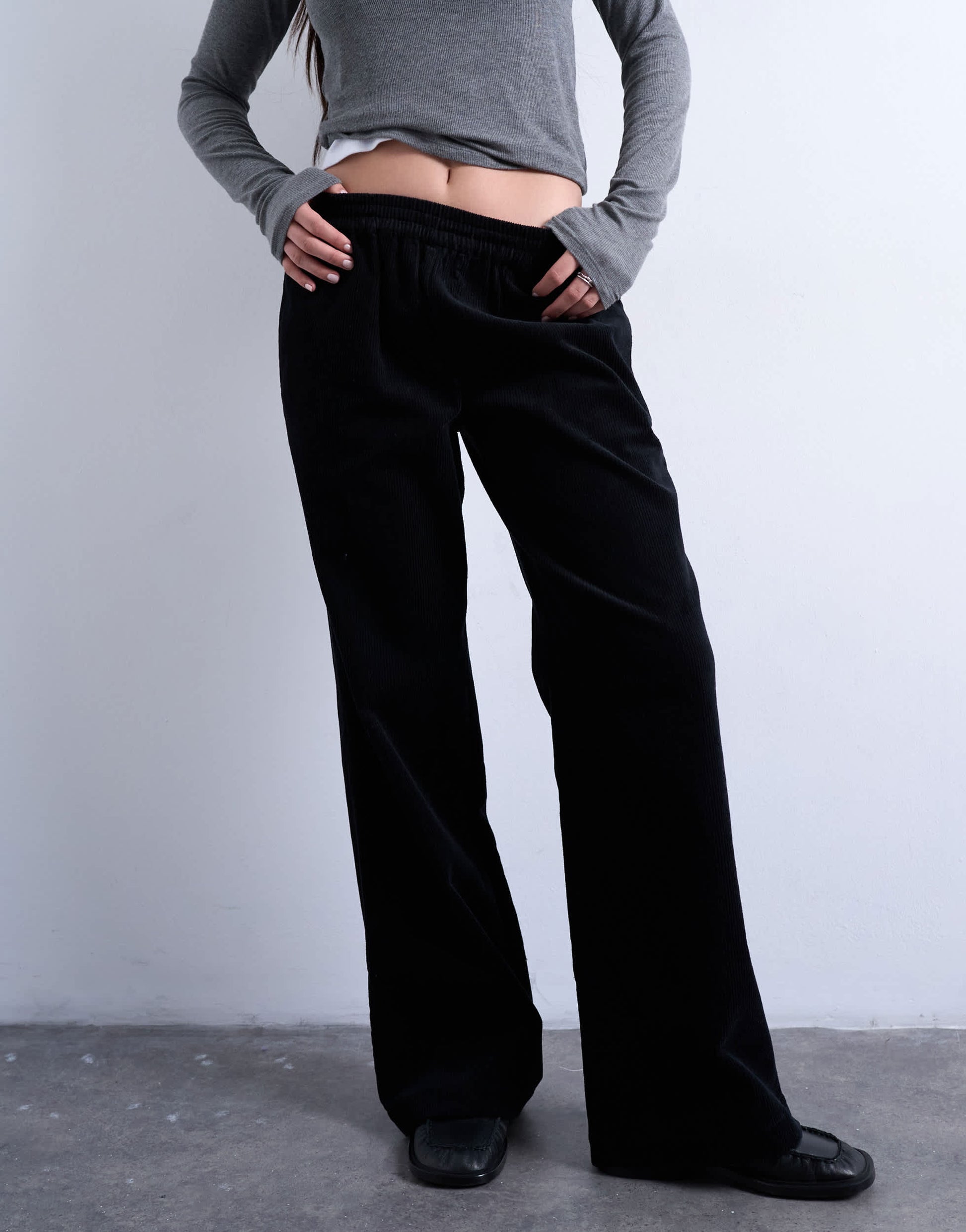 Topshop cord pull on jogger in black