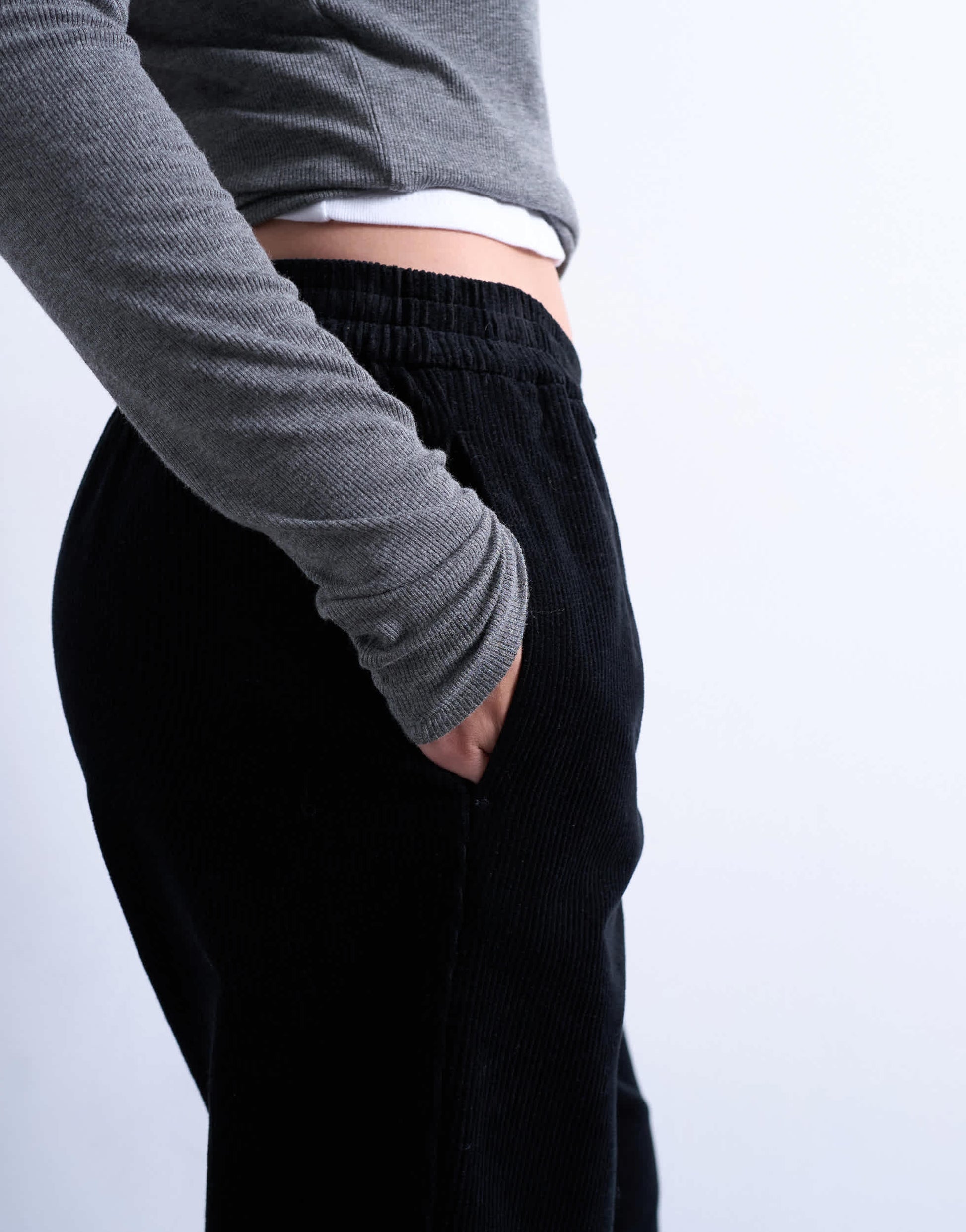 Topshop cord pull on jogger in black